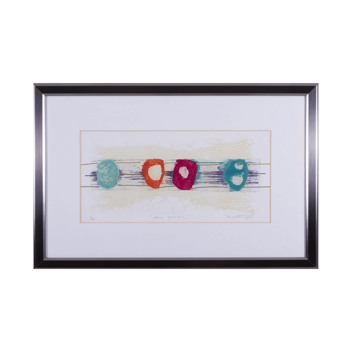 Grabado Prueba de autor Abstracta enmarcada de Maria Isabel Tagle (84x55.5 cm)