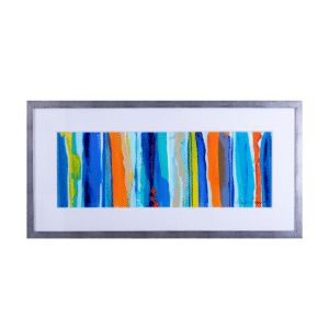 Obra enmarcada de Claudia Larenas (113x53 cm) - Diseño Abstracto Multicolor