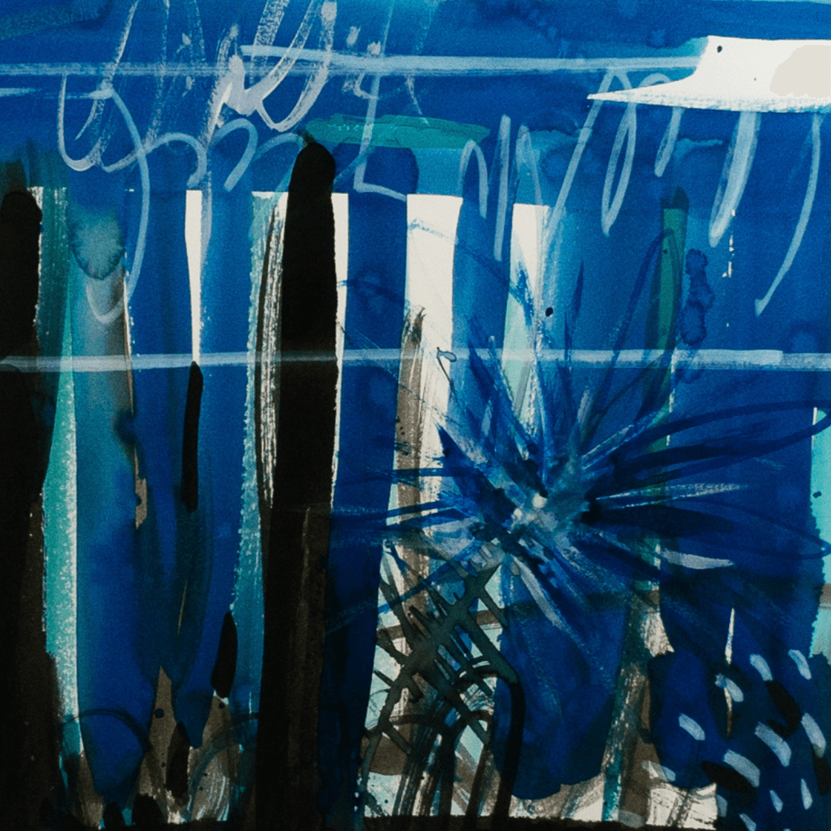 Acuarela de Polet Faúndez - Pintura Abstracta de Paisaje (100x81 cm) - Imagen 2