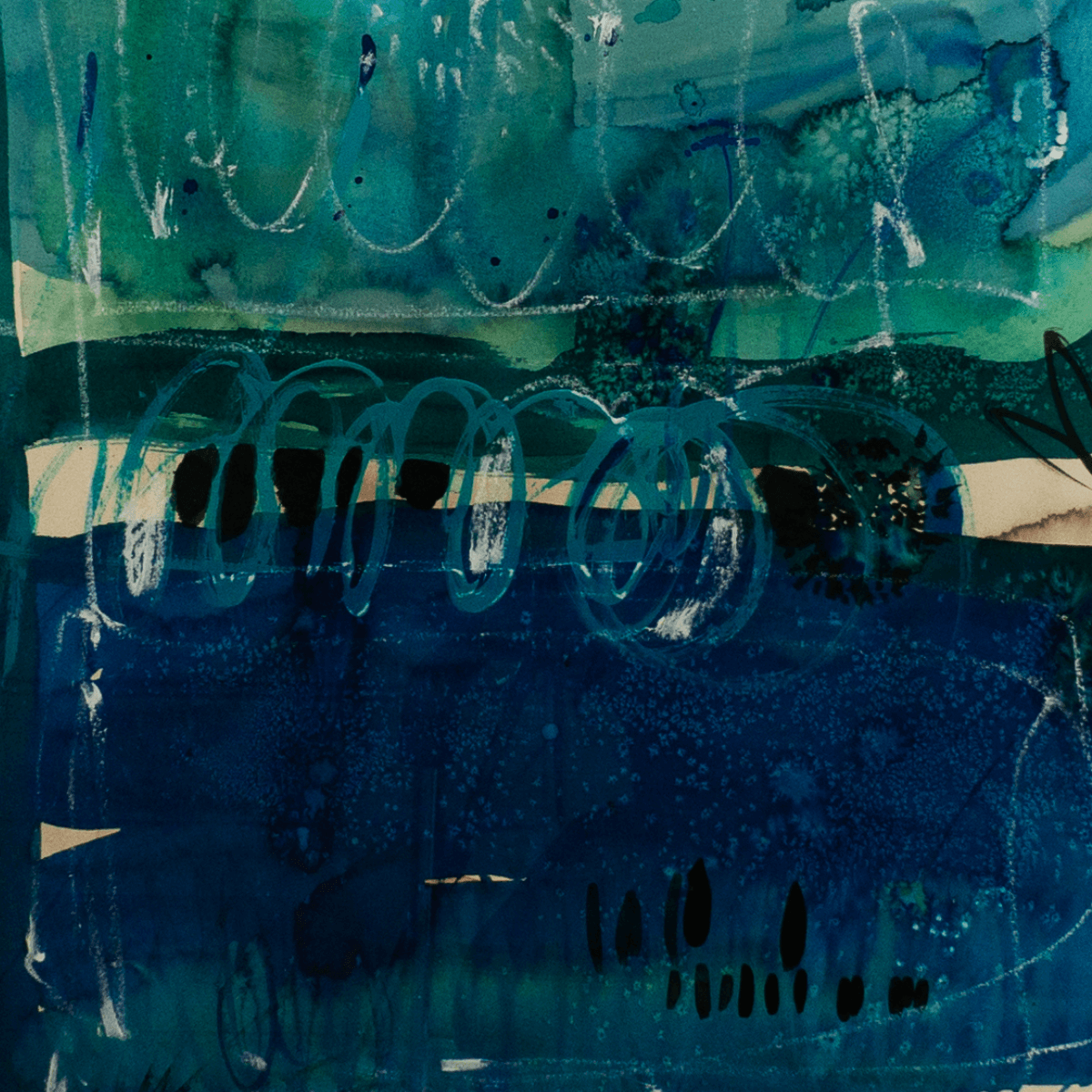 Acuarela enmarcada de Polet Faúndez: Paisaje Lacustre (100x81 cm) - Imagen 2