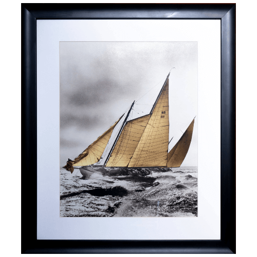 Enmarcación Vintage de Velero - Arte Náutico (57.5x67 cm)