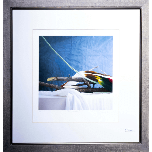 Grabado Intervenido Enmarcado de Marco Antonio Díaz (59x62 cm)