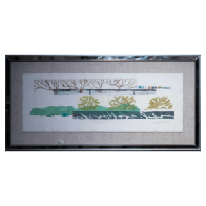 Obra Enmarcada: Arte Textil Enmarcado de Naturaleza Tranquila (94.5x47 cm)