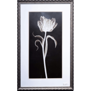 Pintura en Blanco y Negro: Flor Elegante (30x47 cm)
