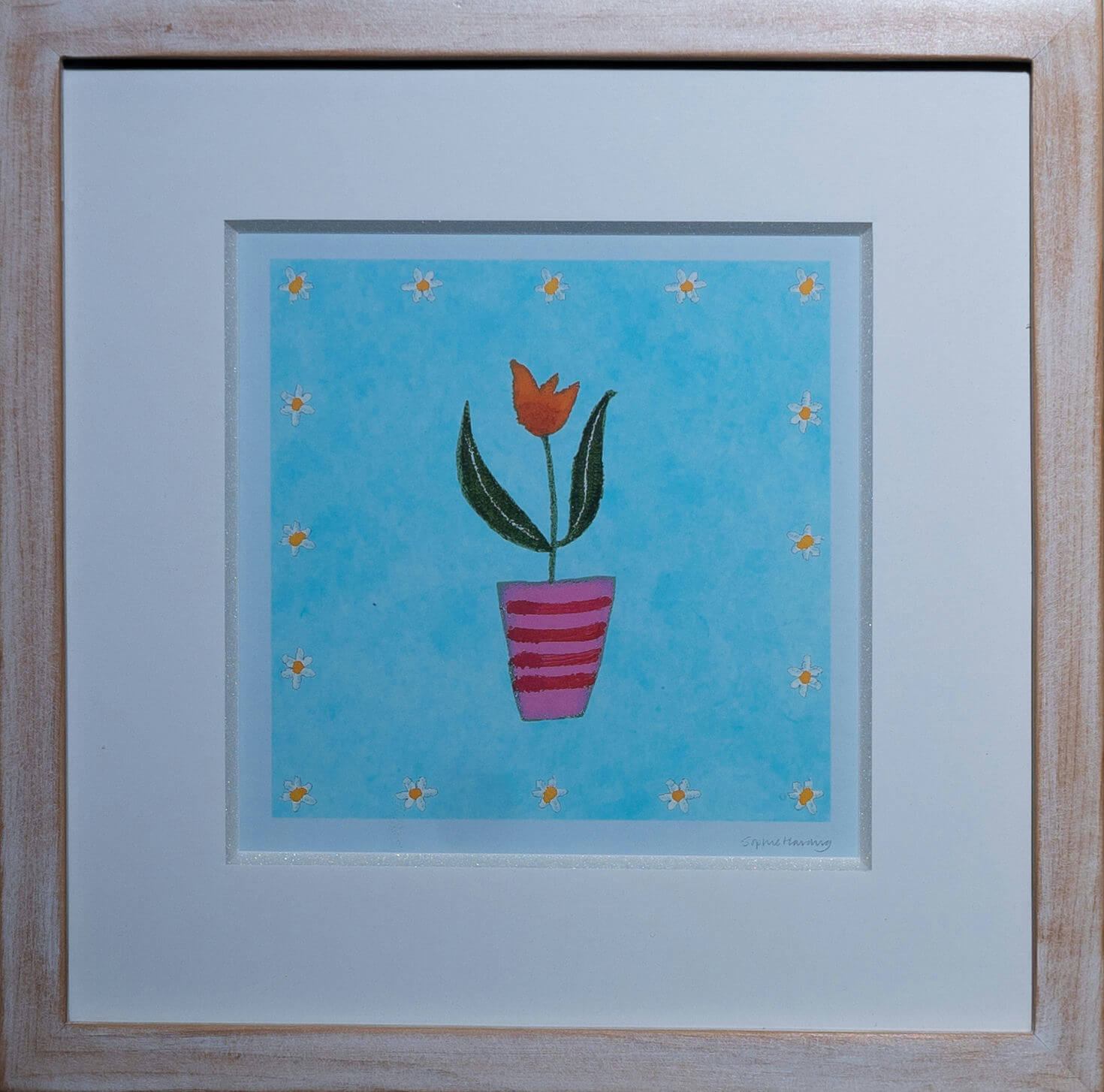 Ilustración Floral (30x30 cm) - Flores en Jarrón