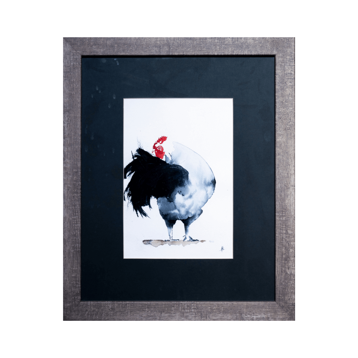 Impresión enmarcada de Gallo en Blanco y Negro (30x45 cm)