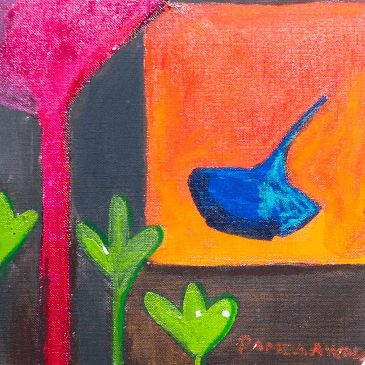 Abstract Flower Painting by Unknown Artist (36x41 cm) - Imagen 2