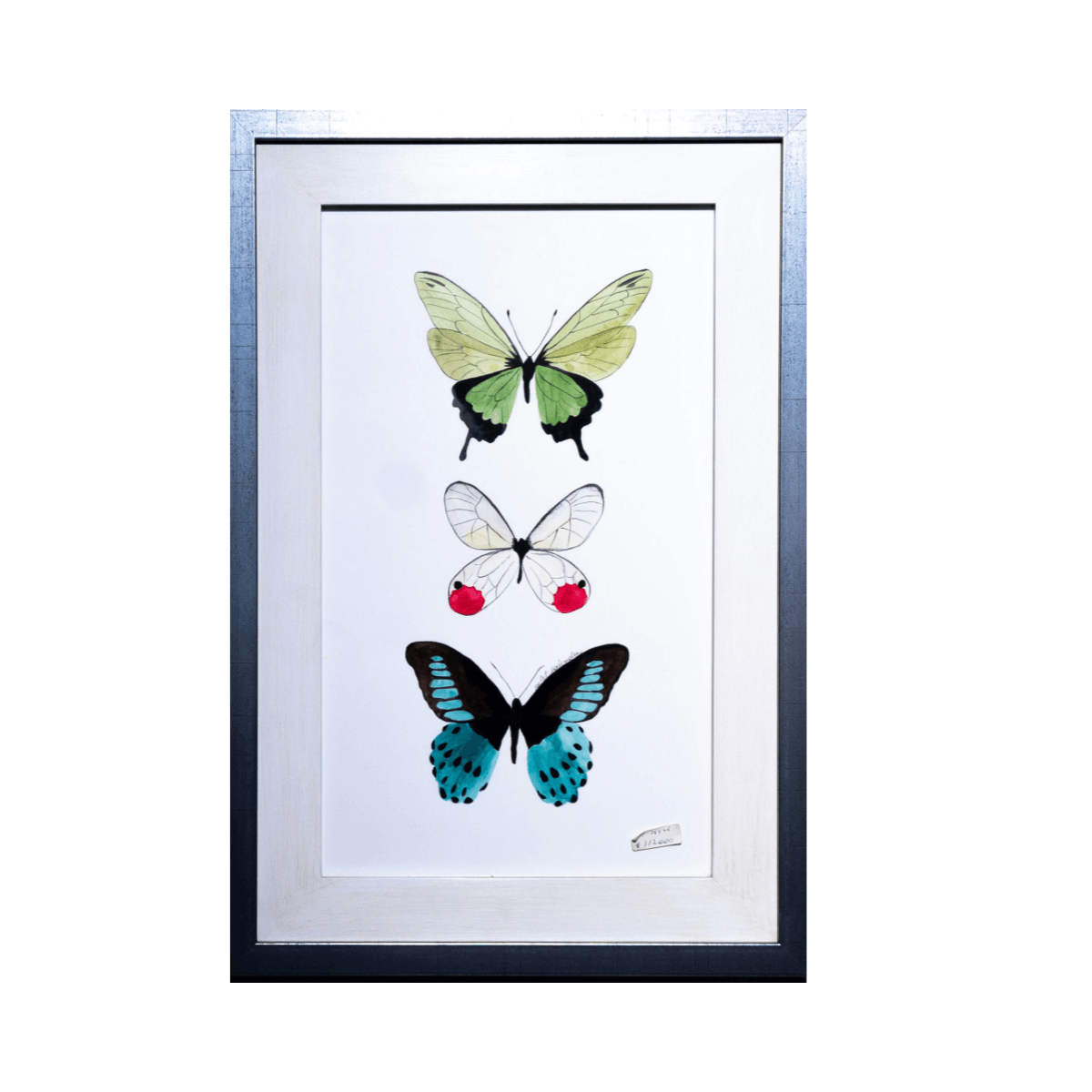 Arte Enmarcado de Tres Mariposas Estilizadas (35x51.5 cm)