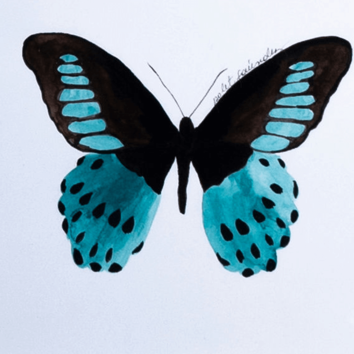 Arte Enmarcado de Tres Mariposas Estilizadas (35x51.5 cm) - Imagen 2