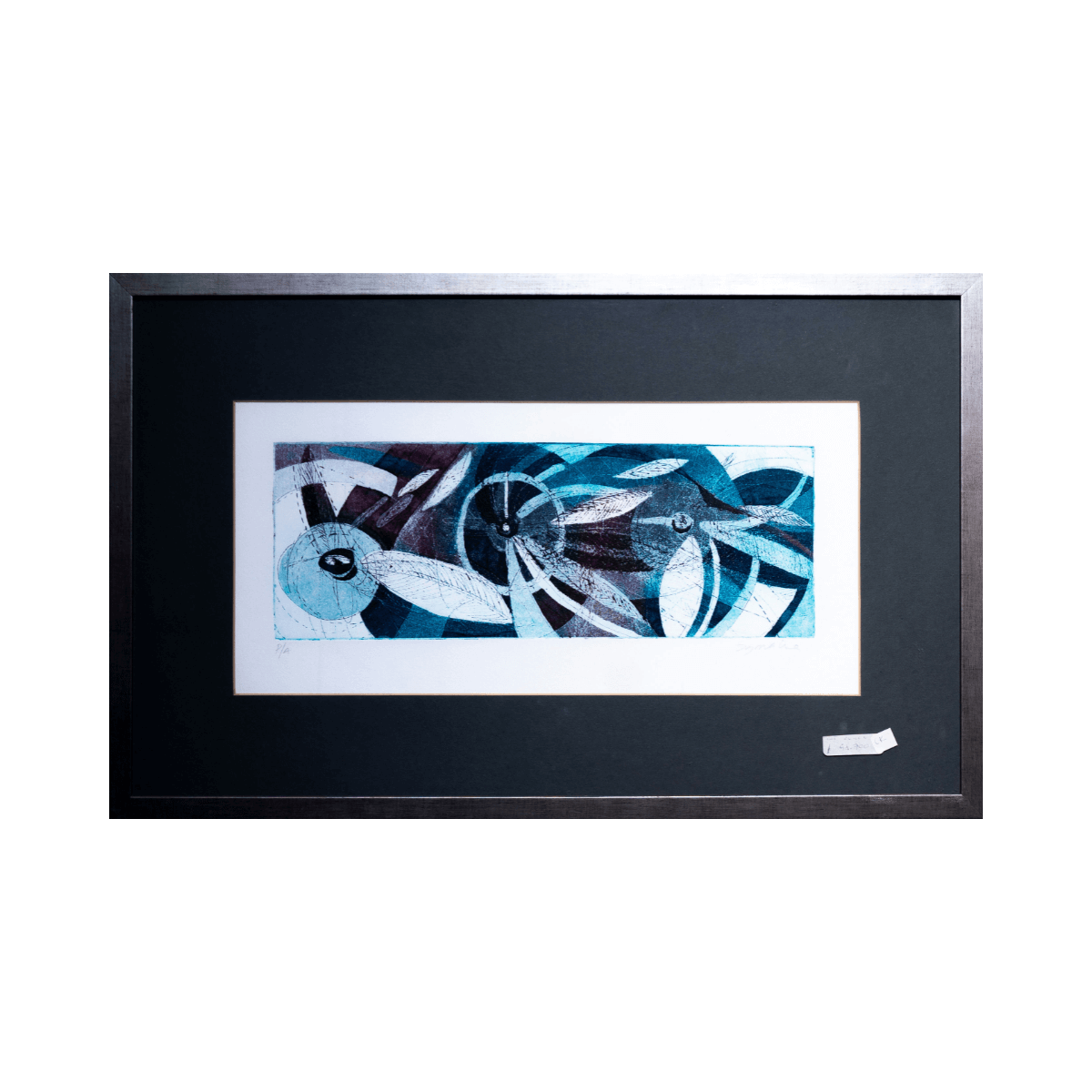 Pintura Abstracta enmarcada con formas (55.5x35 cm)