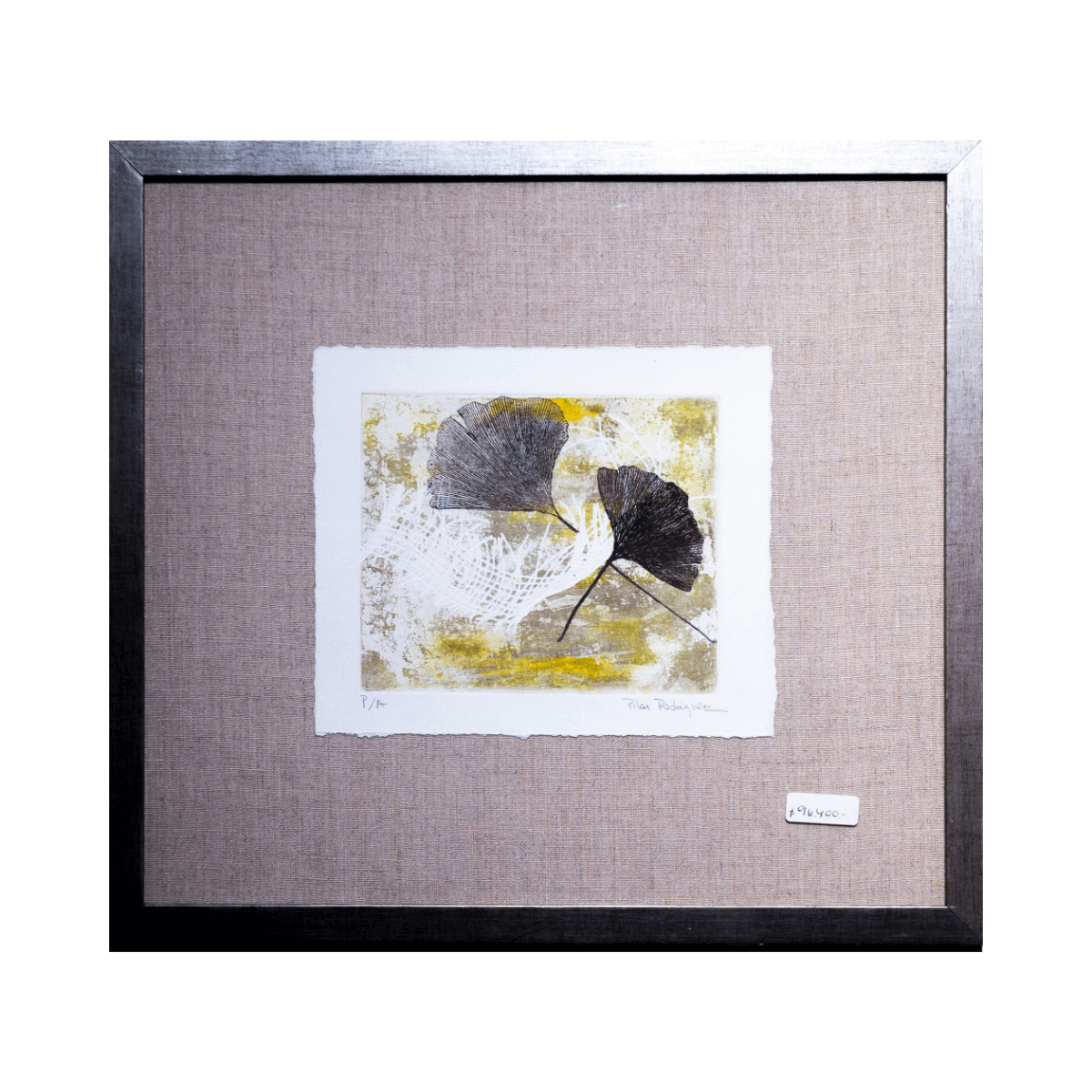 Pintura Abstracta de Aves de Naturaleza por Artista Anónimo (37x33 cm)