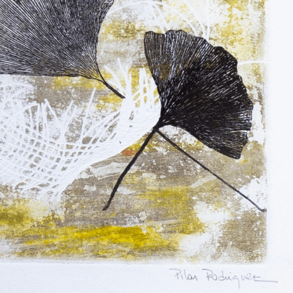 Pintura Abstracta de Aves de Naturaleza por Artista Anónimo (37x33 cm) - Imagen 2