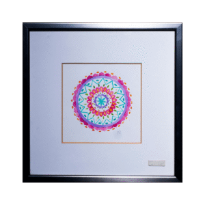 Vibrante Obra de Arte enmarcada - Patrón de Estrella a Color (37x37 cm)