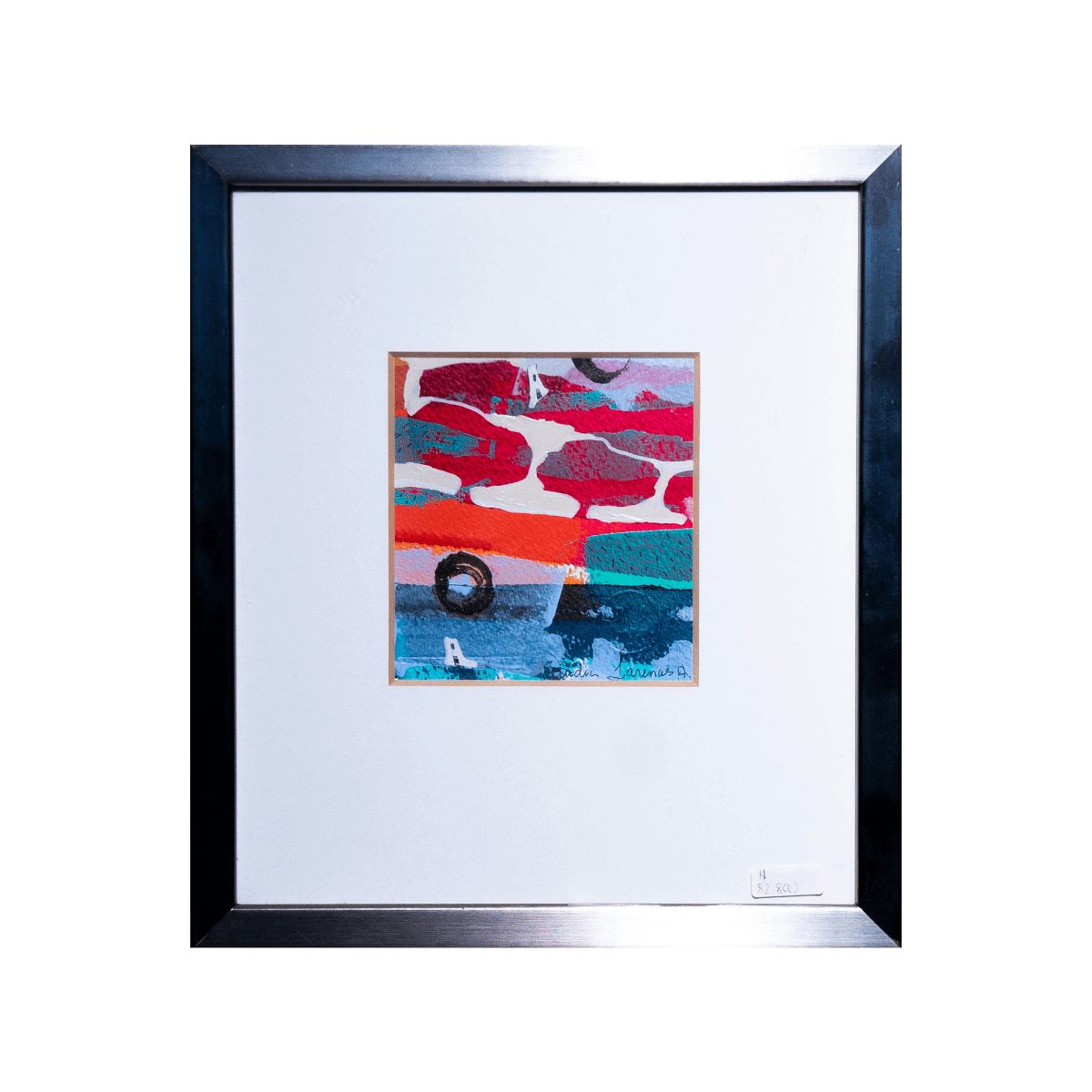 Obra Abstracta Expresionista enmarcada (29.5x33.5 cm)