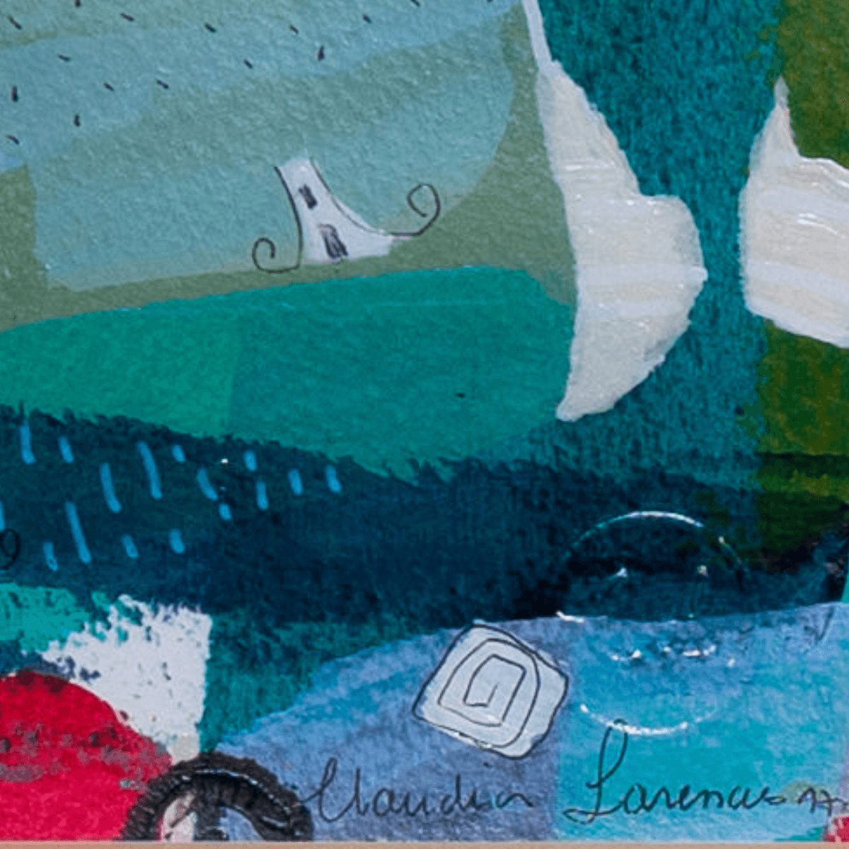 Vibrante Pintura Abstracta de Paisaje por Artista (29.5x33.5 cm) - Imagen 2