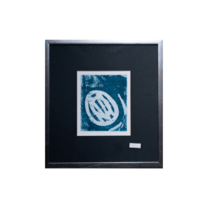 Pintura Abstracta de Agua con Textura de Azul y Blanco (34.5x31 cm)