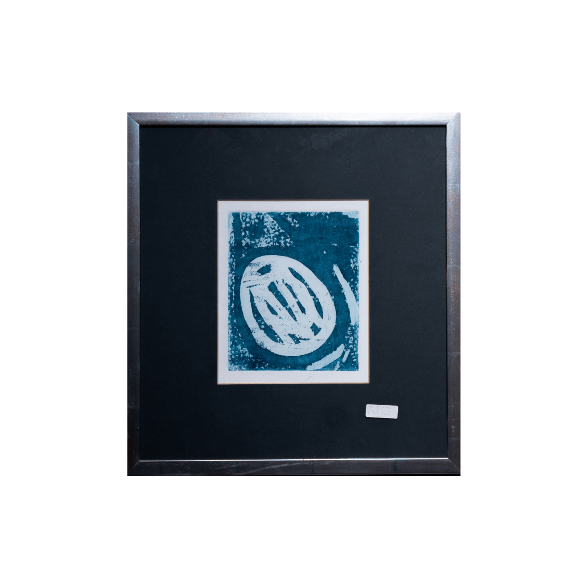 Pintura Abstracta de Agua con Textura de Azul y Blanco (34.5x31 cm)