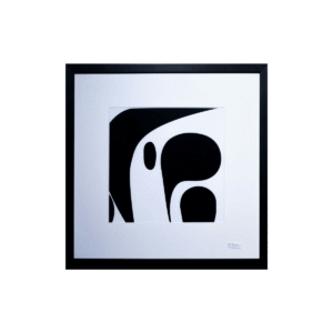 Obra de Arte Abstracta en Blanco y Negro de Estilo Moderno (46x46 cm)