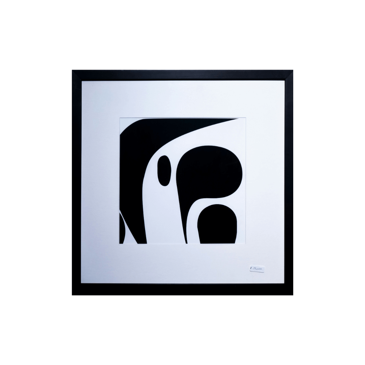 Obra de Arte Abstracta en Blanco y Negro de Estilo Moderno (46x46 cm)