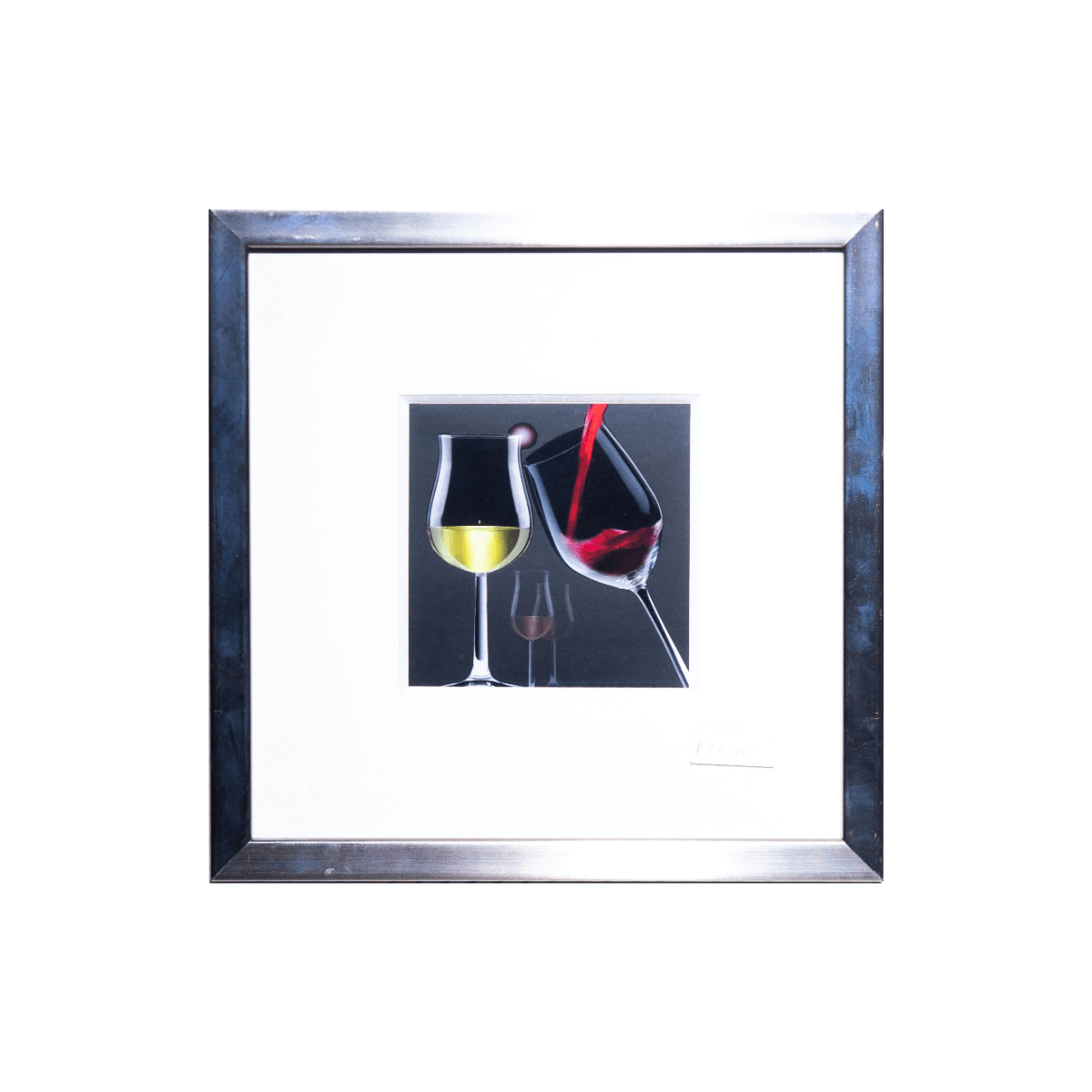 Obra enmarcada de vino rojo por artista anónimo (34.5x34.5 cm)