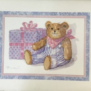 Lámina Infantil - Teddy With Present (50x40 cm)
