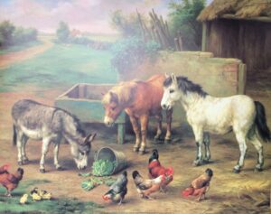 Horses in a Farmyard - Edgar Hunt (50x40 cm)
