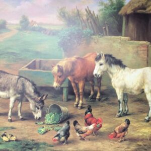 Horses in a Farmyard - Edgar Hunt (50x40 cm)