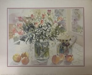 Lámina de Arte - Rose Buds Green Jug And Fruit (50x40 cm)