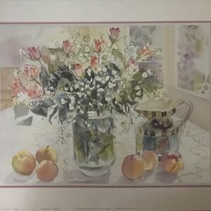 Lámina de Arte - Rose Buds Green Jug And Fruit (50x40 cm)