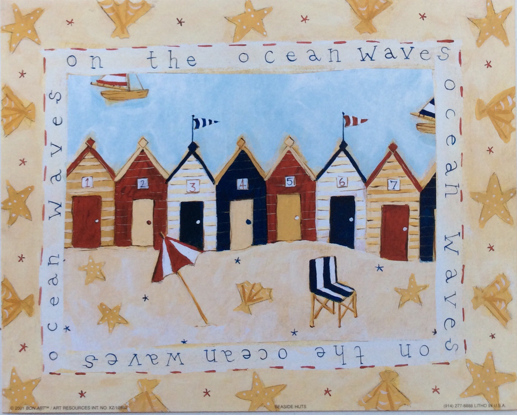 Lámina de Arte SEASIDE HUTS - 25x20 cm (Tema Playa)