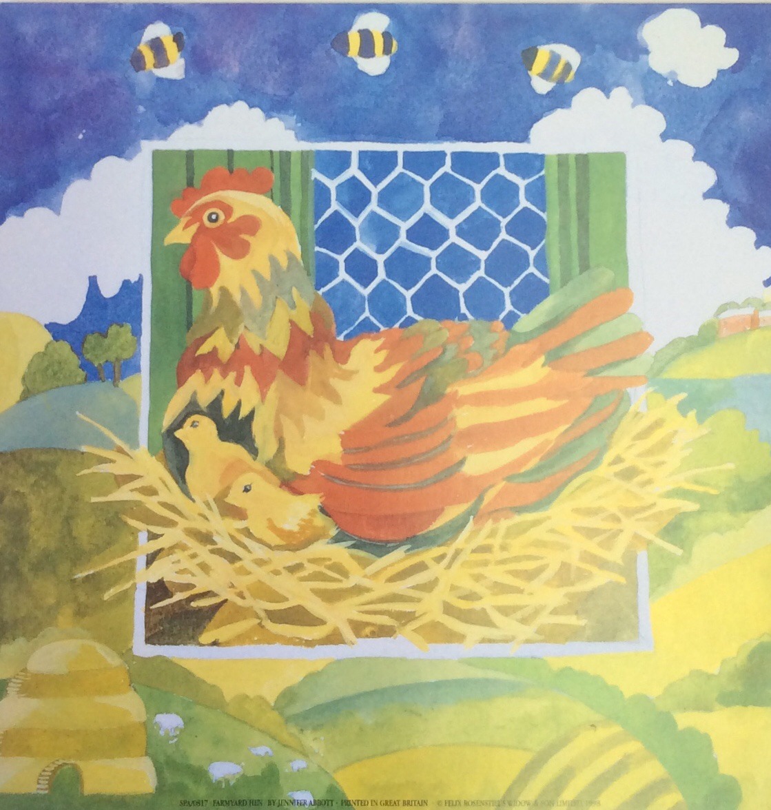 Farmyard Hem - Lamina de Arte Animales (20x20 cm)
