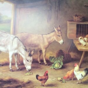 Lámina de Arte - Donkeys in a Barn (50x40 cm)