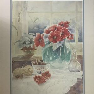 Camelias In Green Vase - Stephen Oliver (50x50 cm)