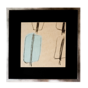 Cuadro Enmarcado Minimalista Celeste y Carboncillo (50x50 cm)